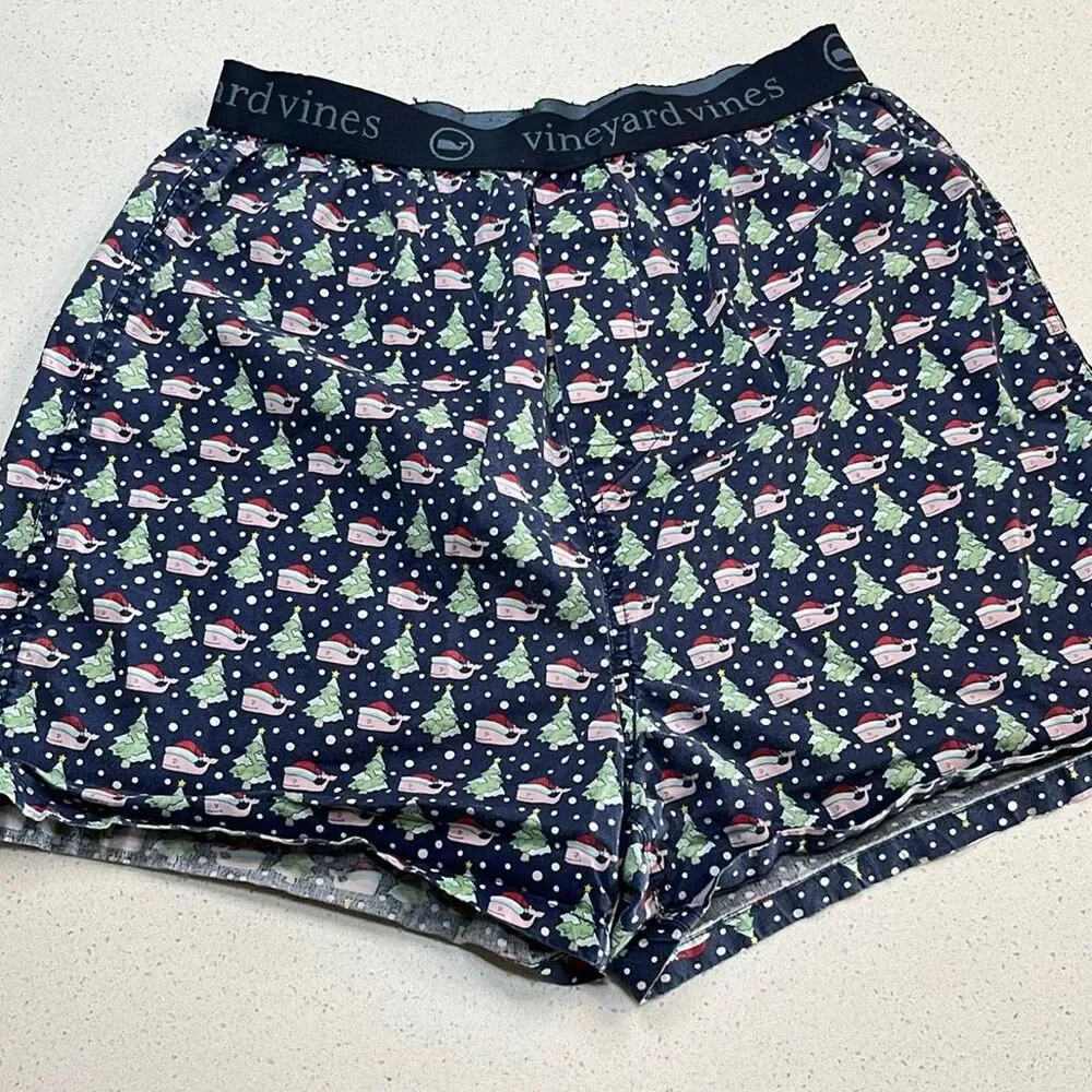 Vineyard Vines Christmas Boxer Shorts Santa Tree Print Size Large Holiday